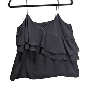J. Crew Black Ruffled Camisole Top Size 8 Festival Concert Business Summer